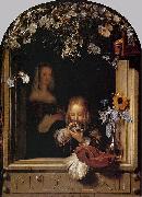 Frans van Mieris Boy Blowing Bubbles painting